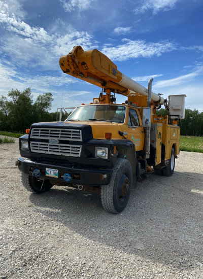 White boom truck