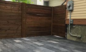 Courtyard made from large paving tiles